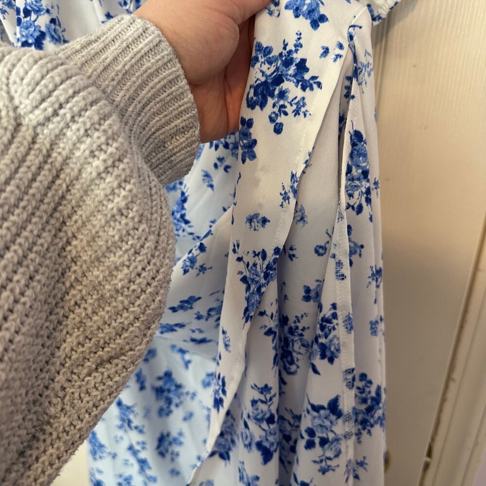 SHEIN Puff Sleeve Floral Milkmaid Maxi Dress Size 3X Peasant Split Thigh - Picture 9 of 9